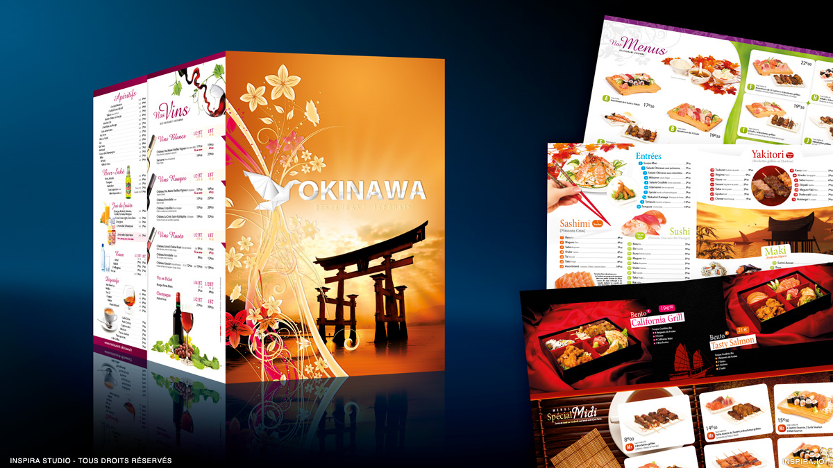 Création de la carte du Restaurant Japonais Okinawa et photographie