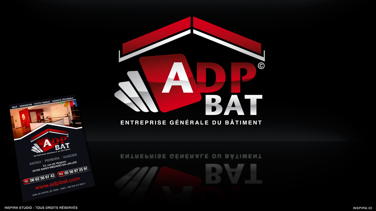 Conception du logotype et déclinaisons pour la société ADP BAT (Mérignac).