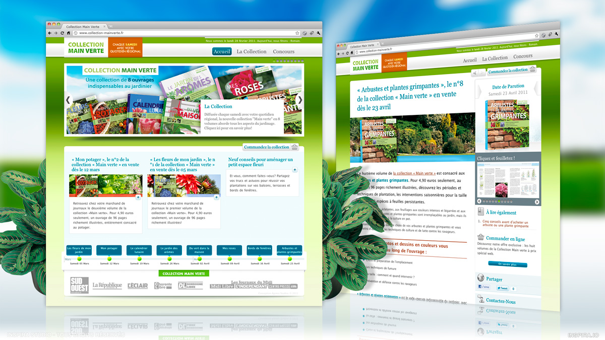 Création et développement du Site Internet de la «Collection Main Verte», une collection de 8 ouvrages indispensables au jardinier, éditée par les…