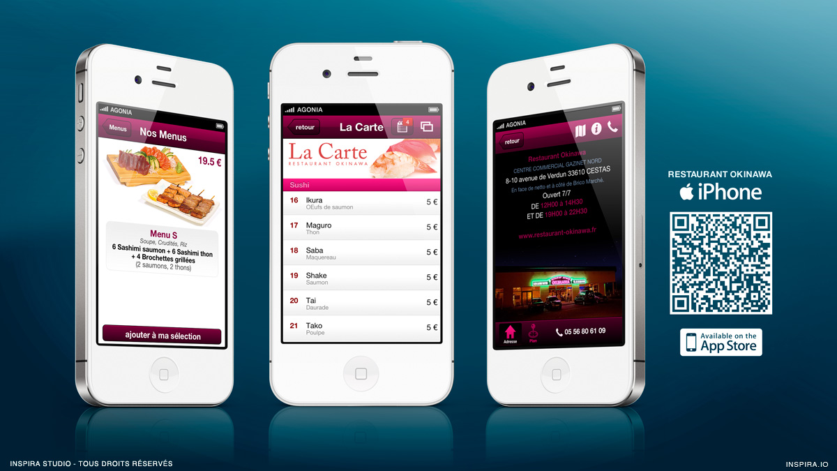Conception et développement d'une application iPhone pour un restaurant japonais de Cestas (Près de Bordeaux)