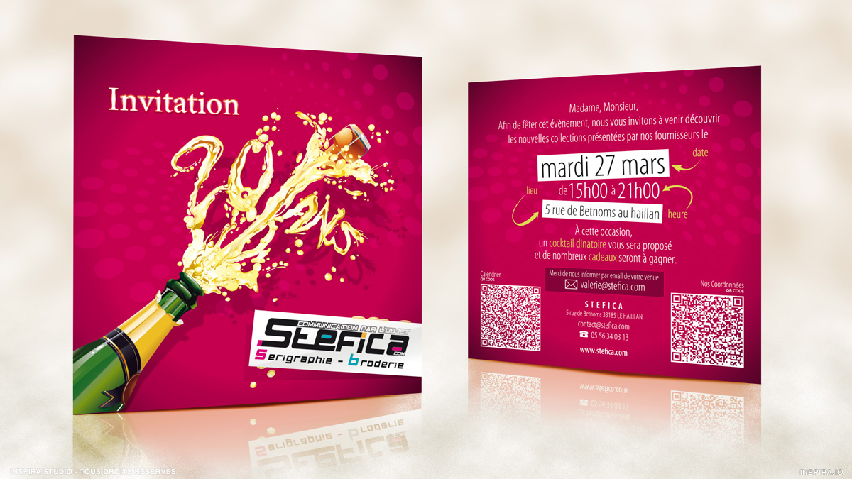 Conception du carton d'Invitation pour les 20 ans de la société STEFICA : www.stefica.com