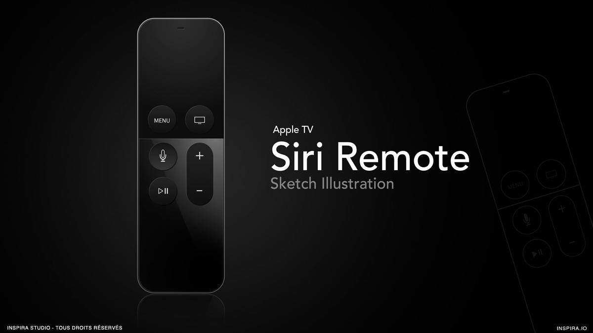 Illustration de l'Apple Siri remote pour Apple TV réalisée avec Sketch